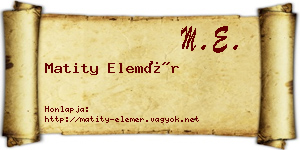 Matity Elemér névjegykártya